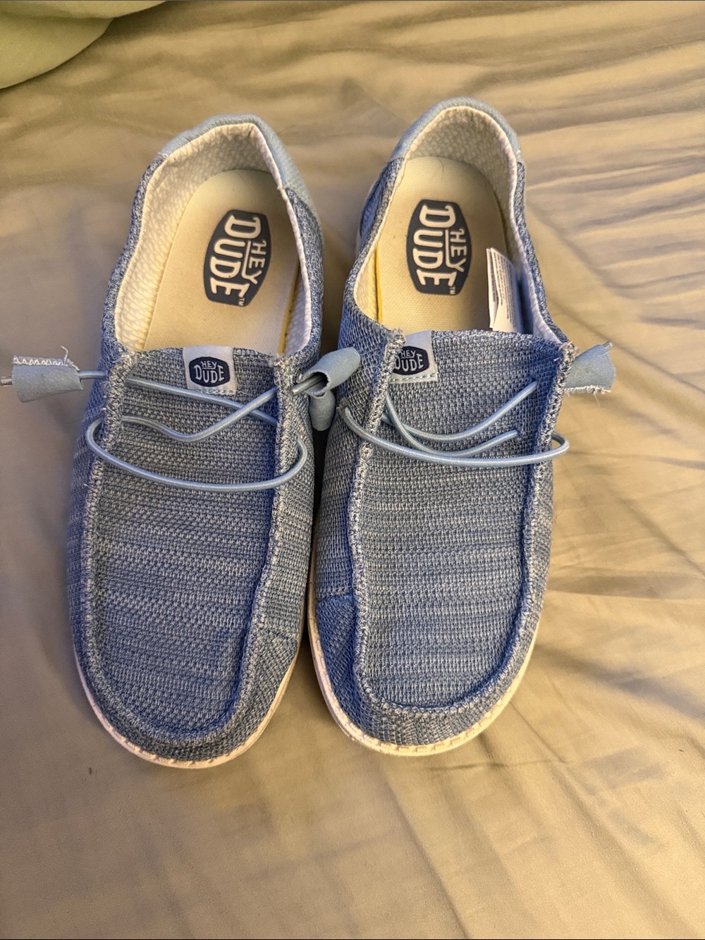 Hey Dude Light Blue Knit Slip-On Loafers